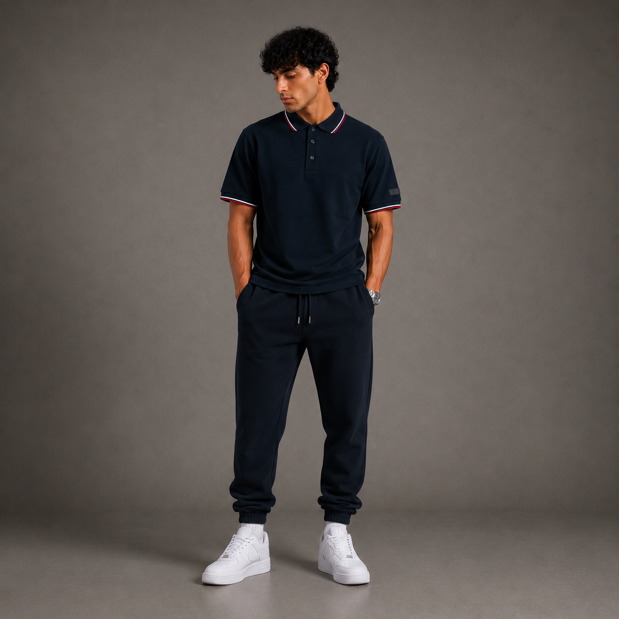 Belamy Signature Trim Polo — Black