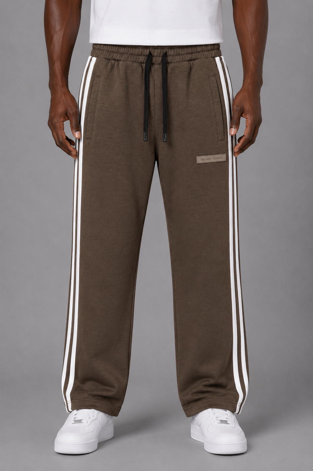 BELAMY Double Stripe Fleece Pant – Taupe