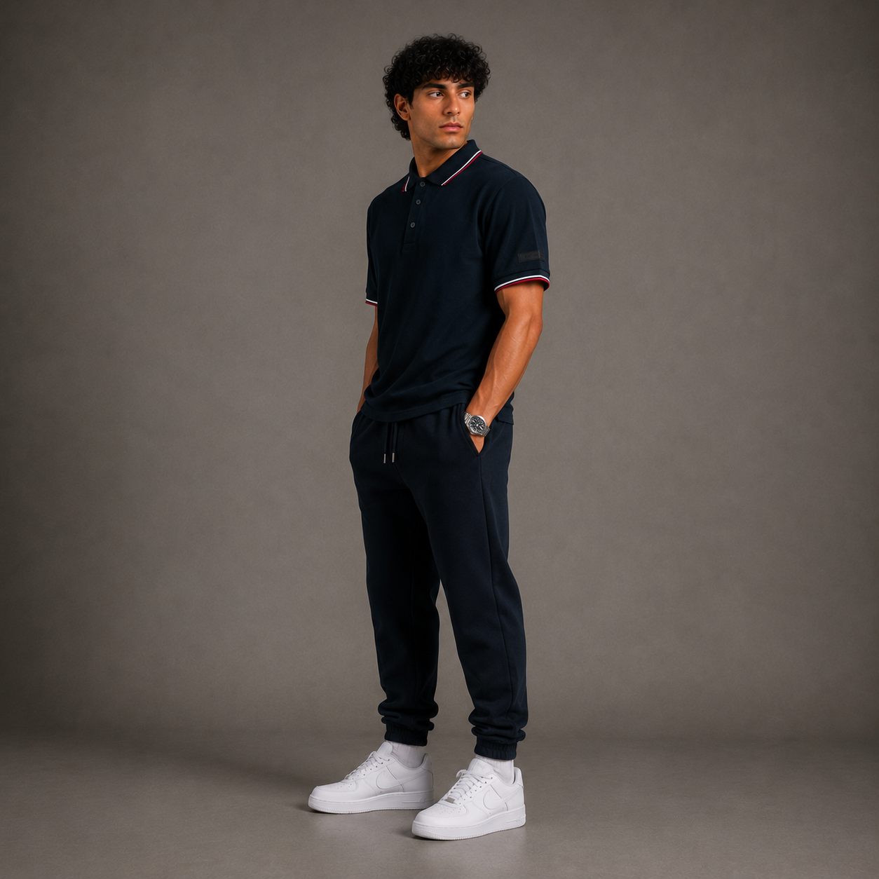 Belamy Signature Trim Polo — Black