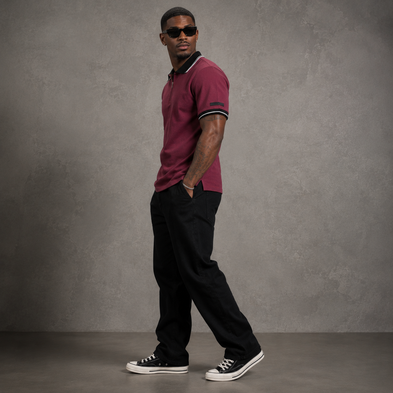 Belamy Zip Polo — Maroon