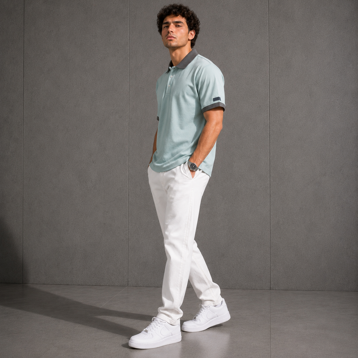 Belamy Signature Trim Polo — Sage