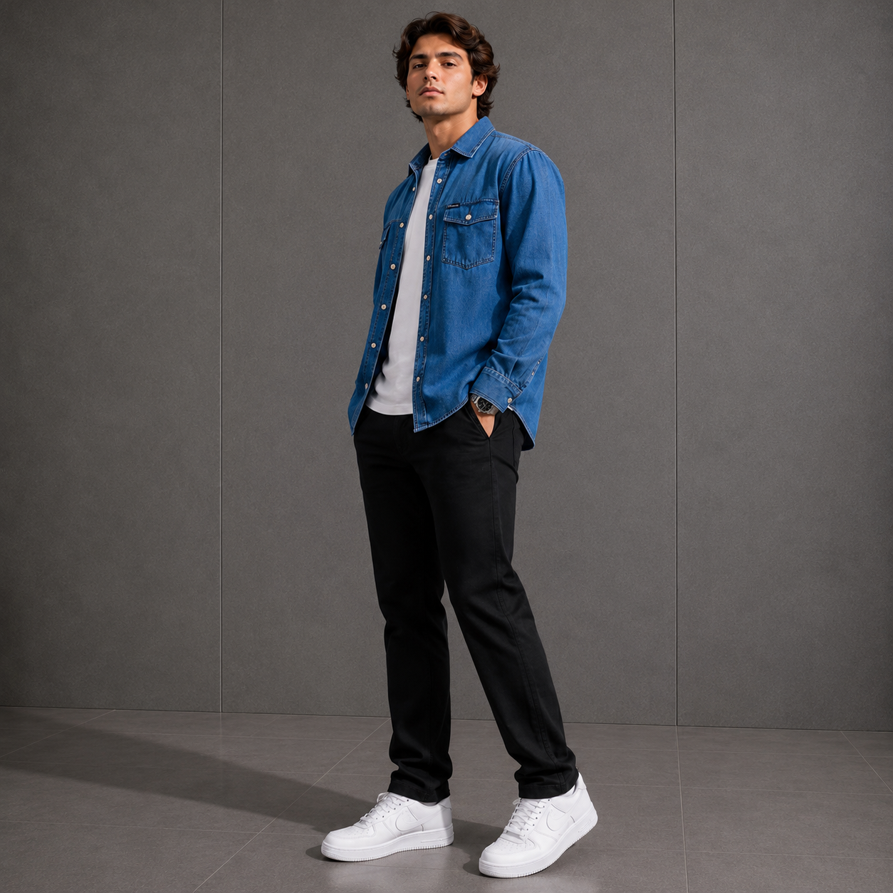 Belamy Washed Denim Shirt — Blue Fade