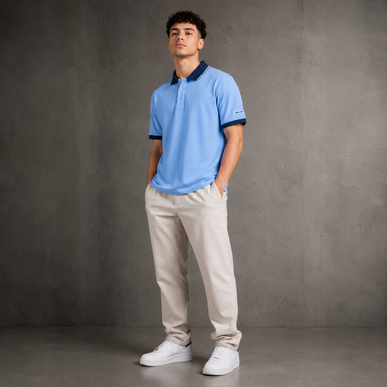 Belamy Signature Trim Polo — Sky Blue