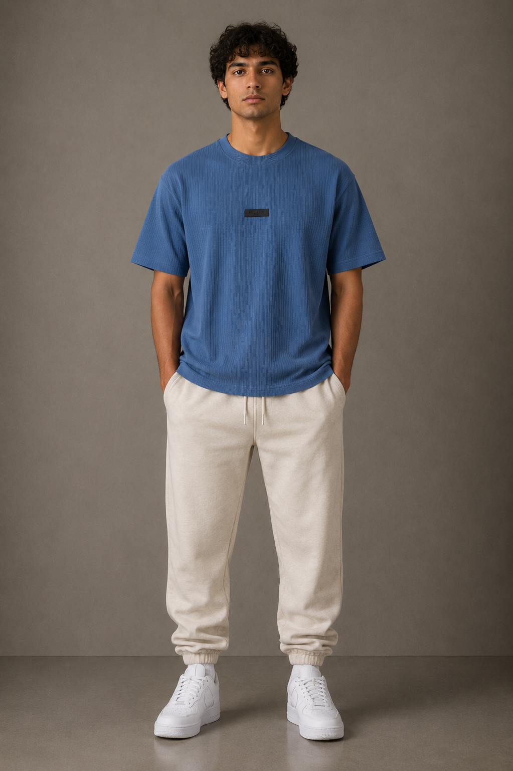 Belamy Cotton Waffle Knit Tee-  Steel Blue