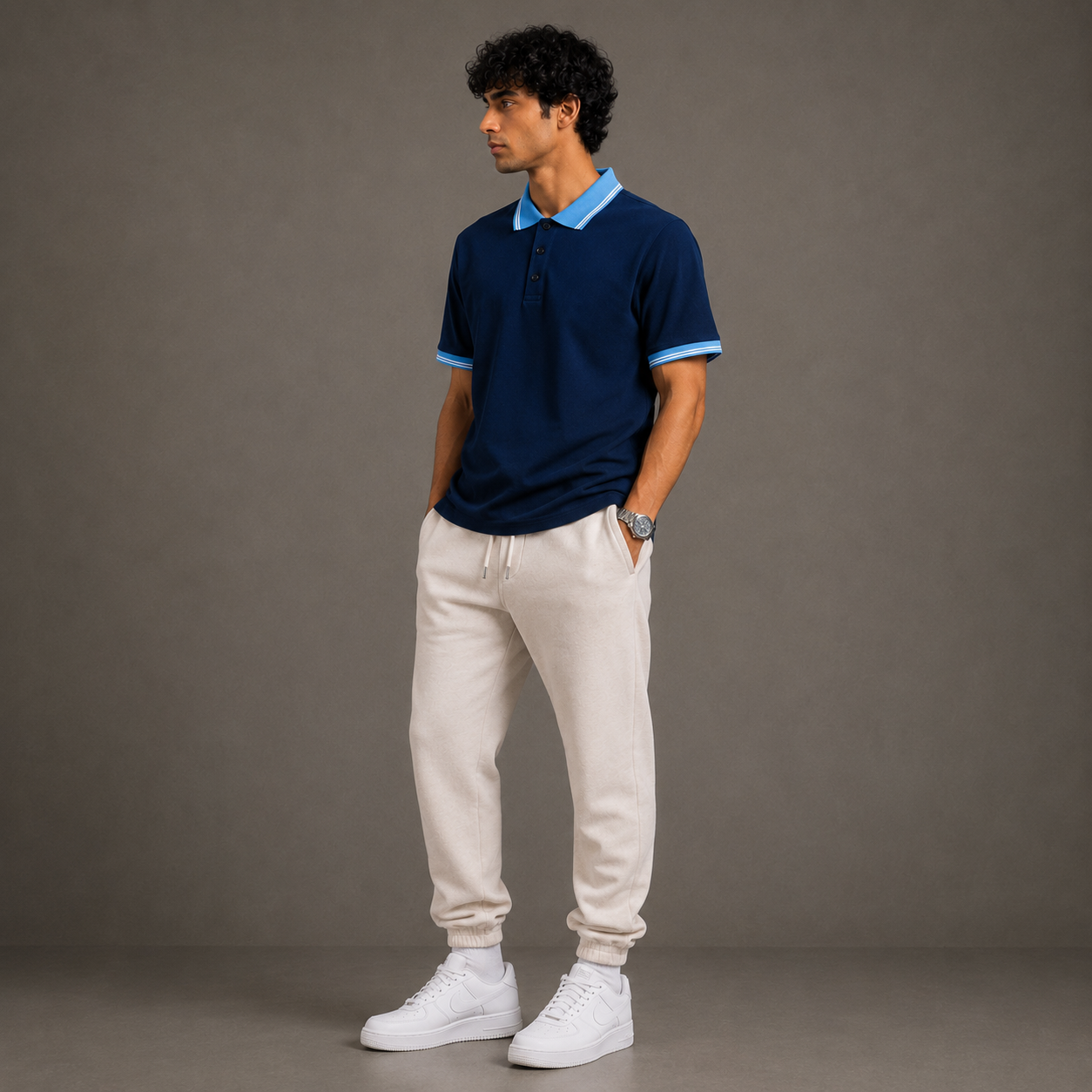 Belamy Signature Trim Polo  — Navy