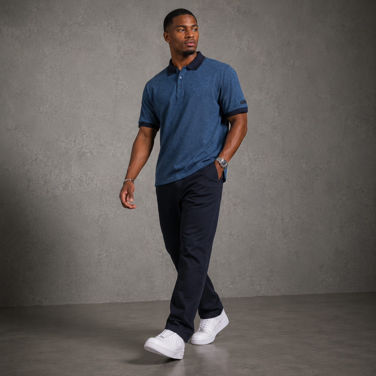 Belamy Signature Trim Polo  — Stale grey