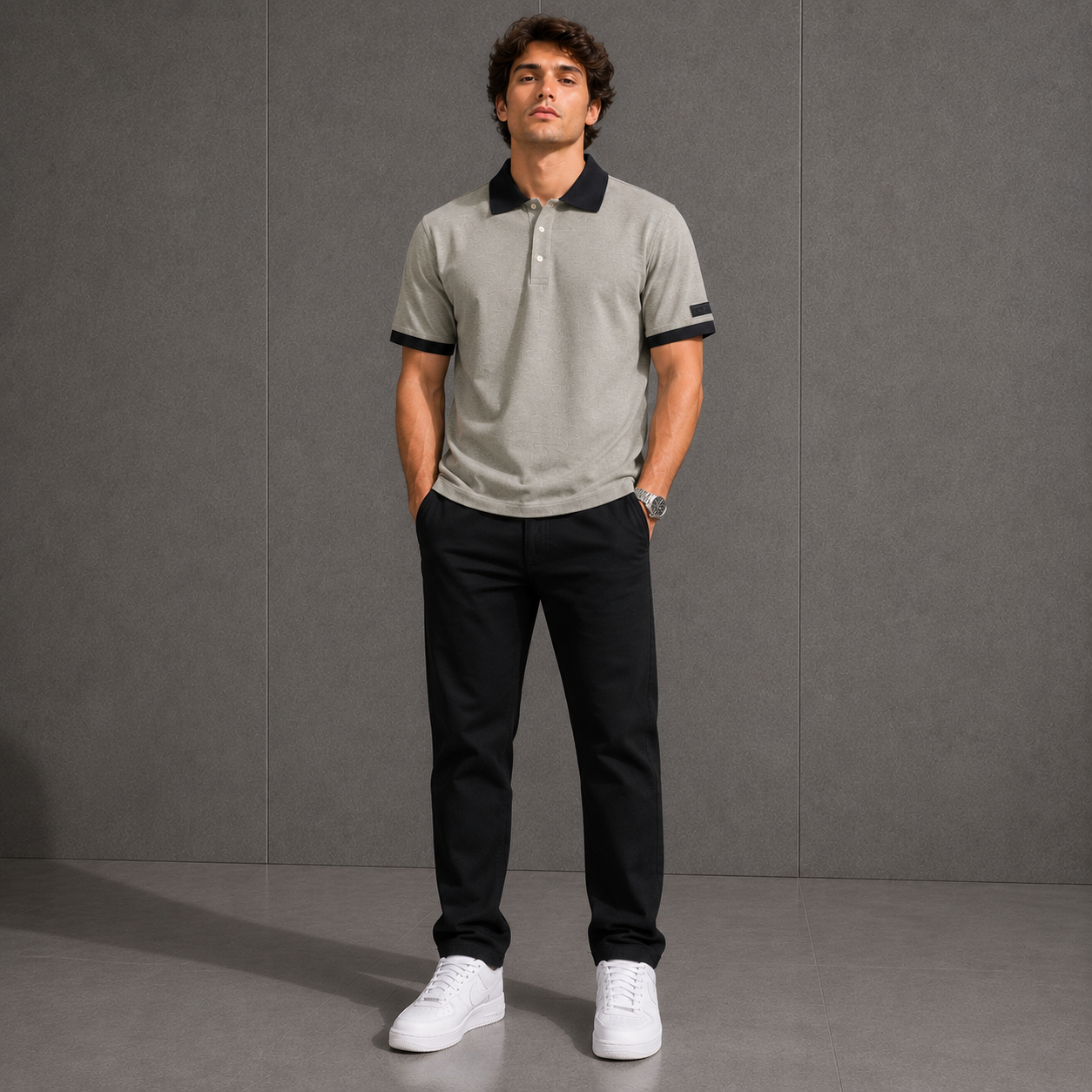 Belamy Signature Trim Polo  — Heather Stone