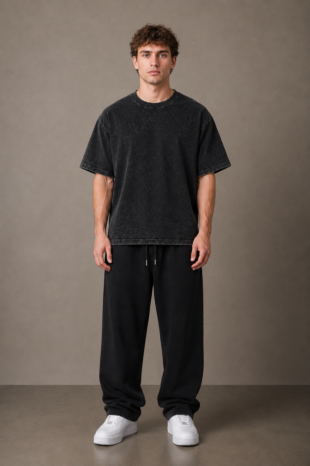 Mineral Wash Oversized Tee — Black