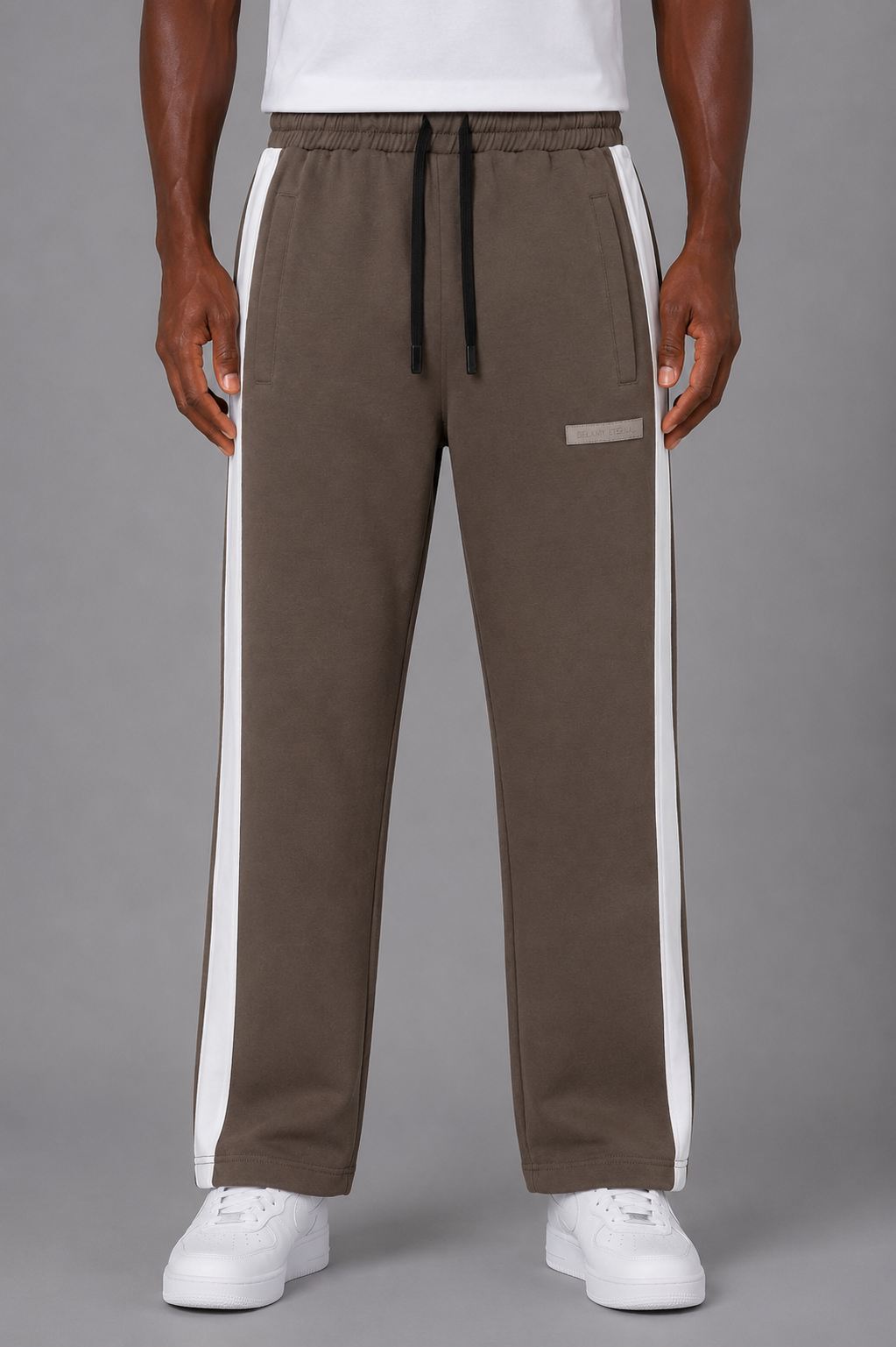 BELAMY Side Stripe Fleece Pant – Taupe