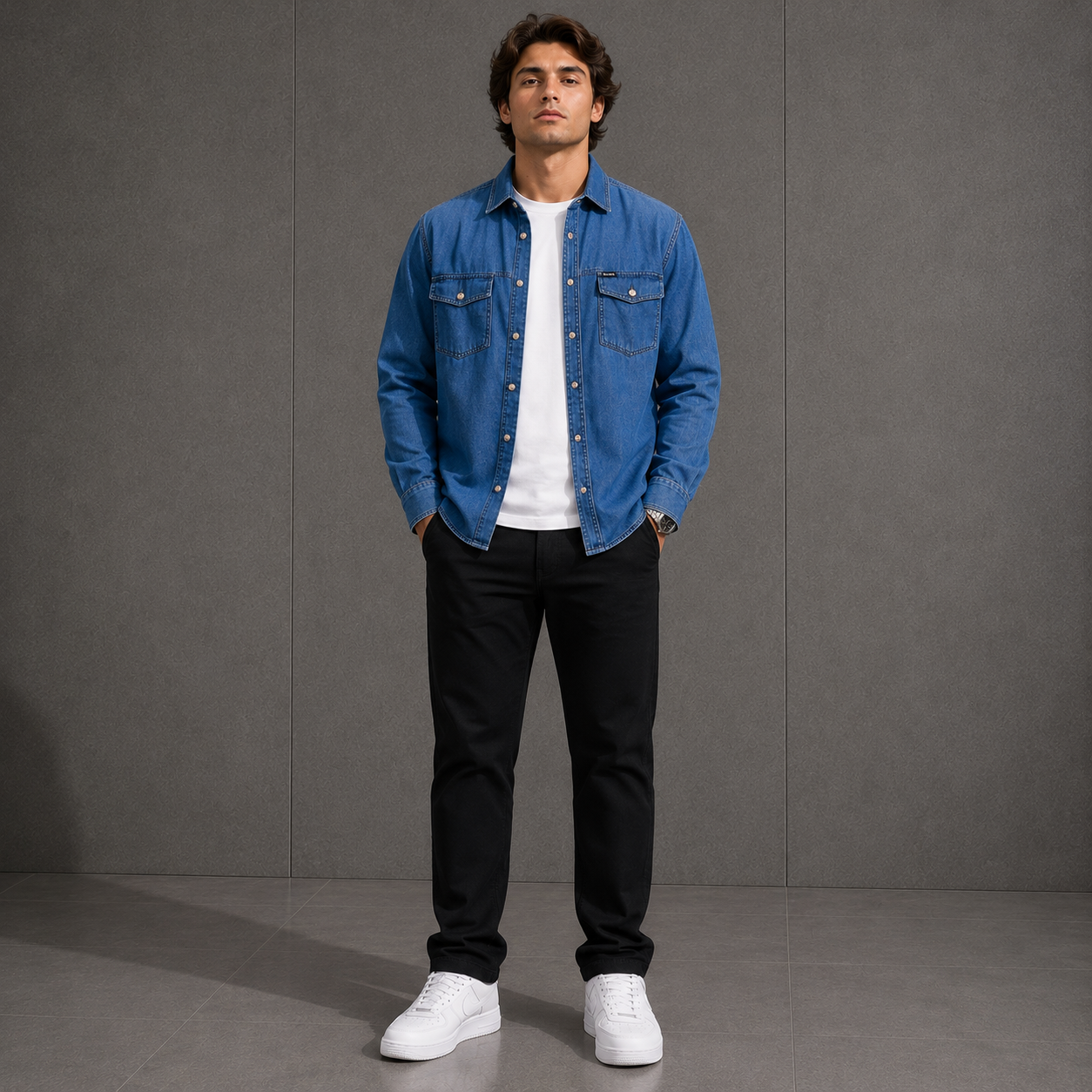 Belamy Washed Denim Shirt — Blue Fade