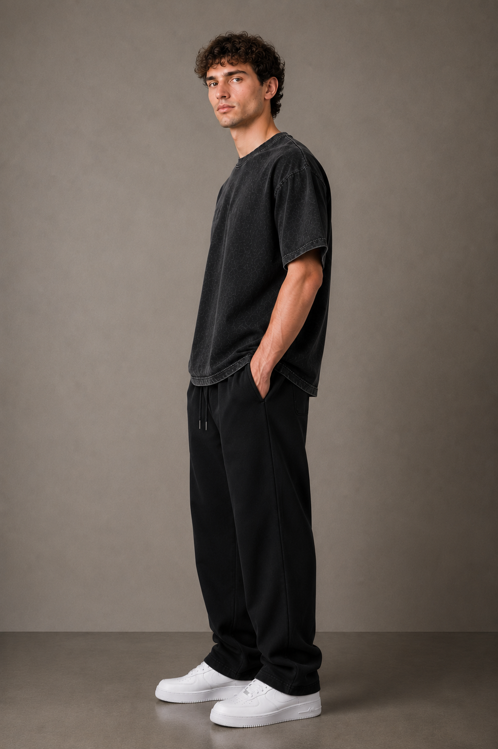 Mineral Wash Oversized Tee — Black