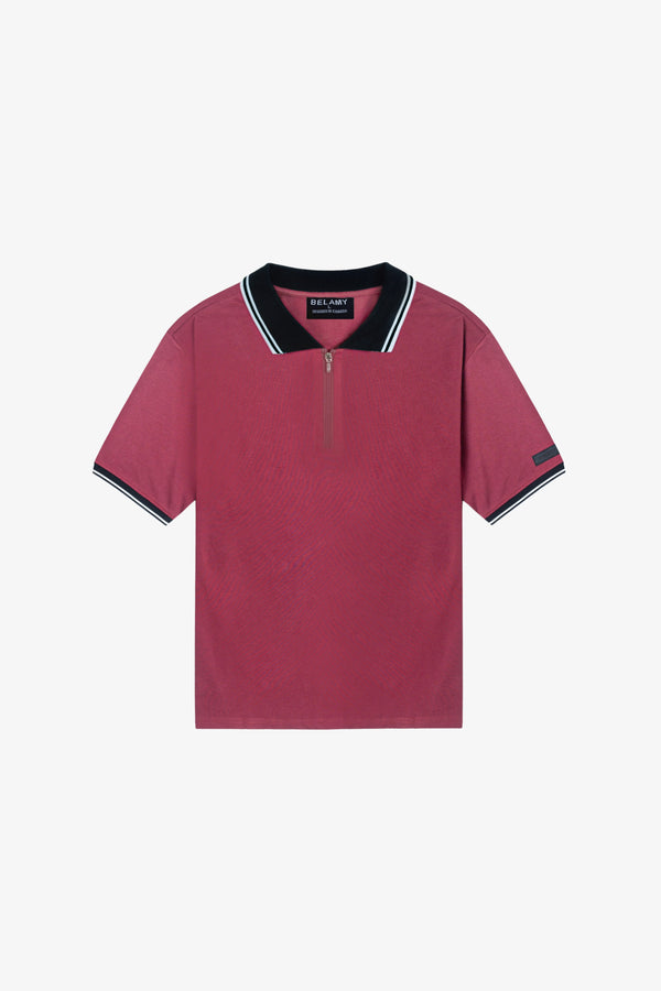Belamy Zip Polo — Maroon