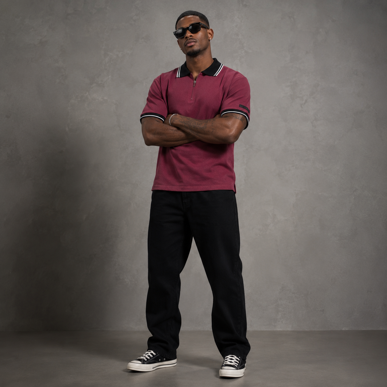 Belamy Zip Polo — Maroon