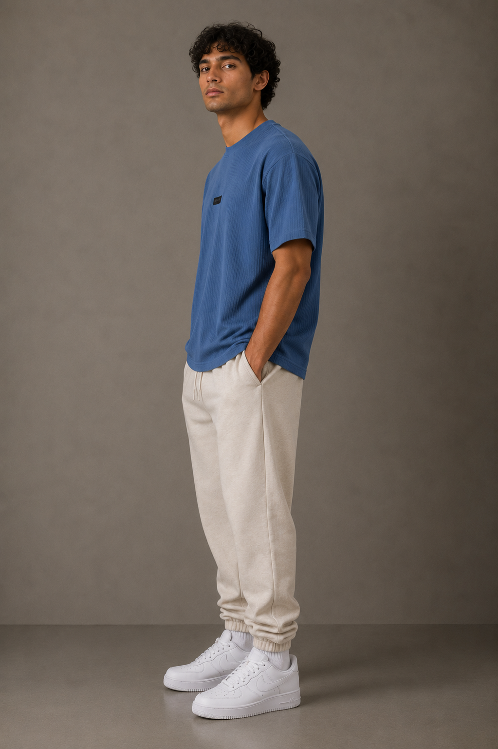 Belamy Cotton Waffle Knit Tee-  Steel Blue