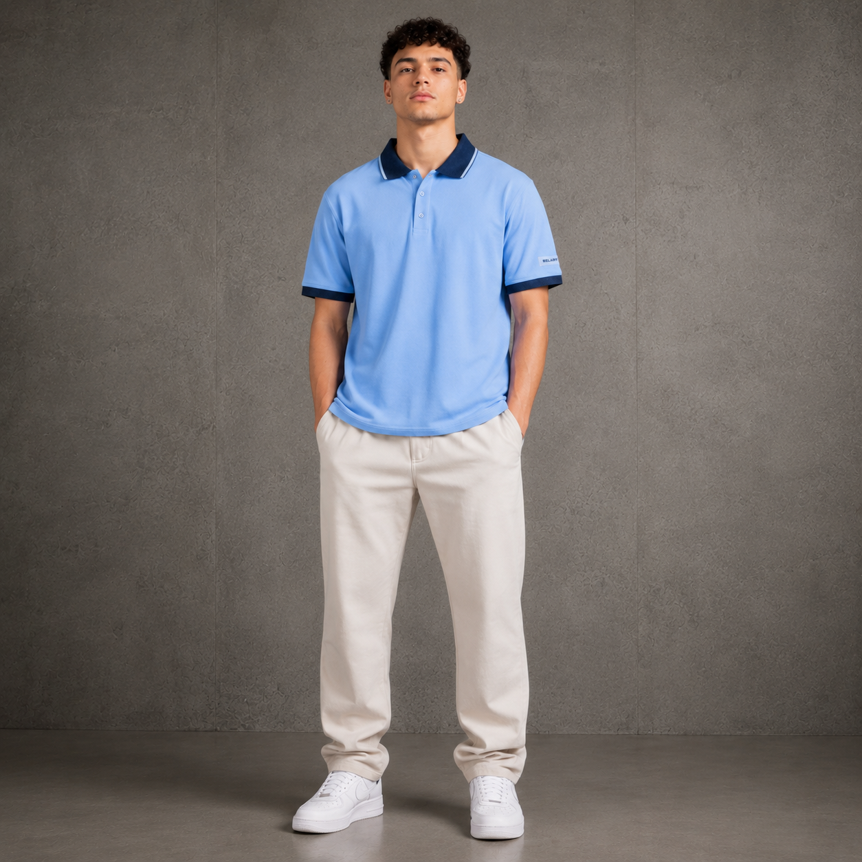 Belamy Signature Trim Polo — Sky Blue