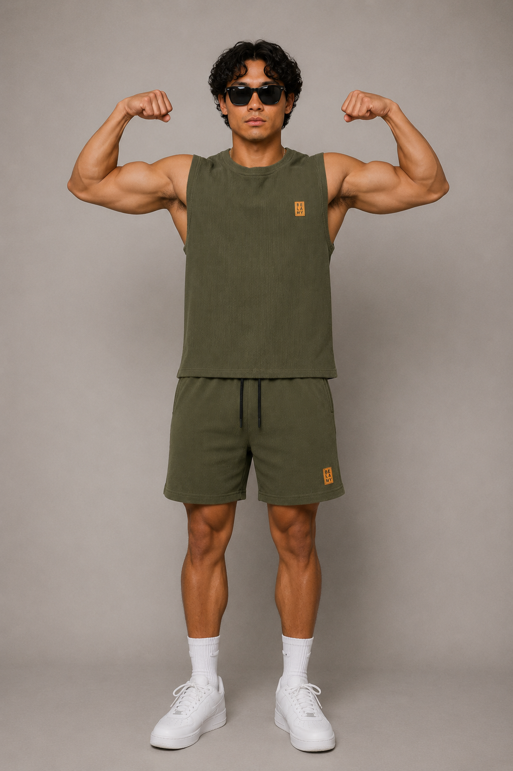 Waffle Knit Sleeveless Tee — Olive