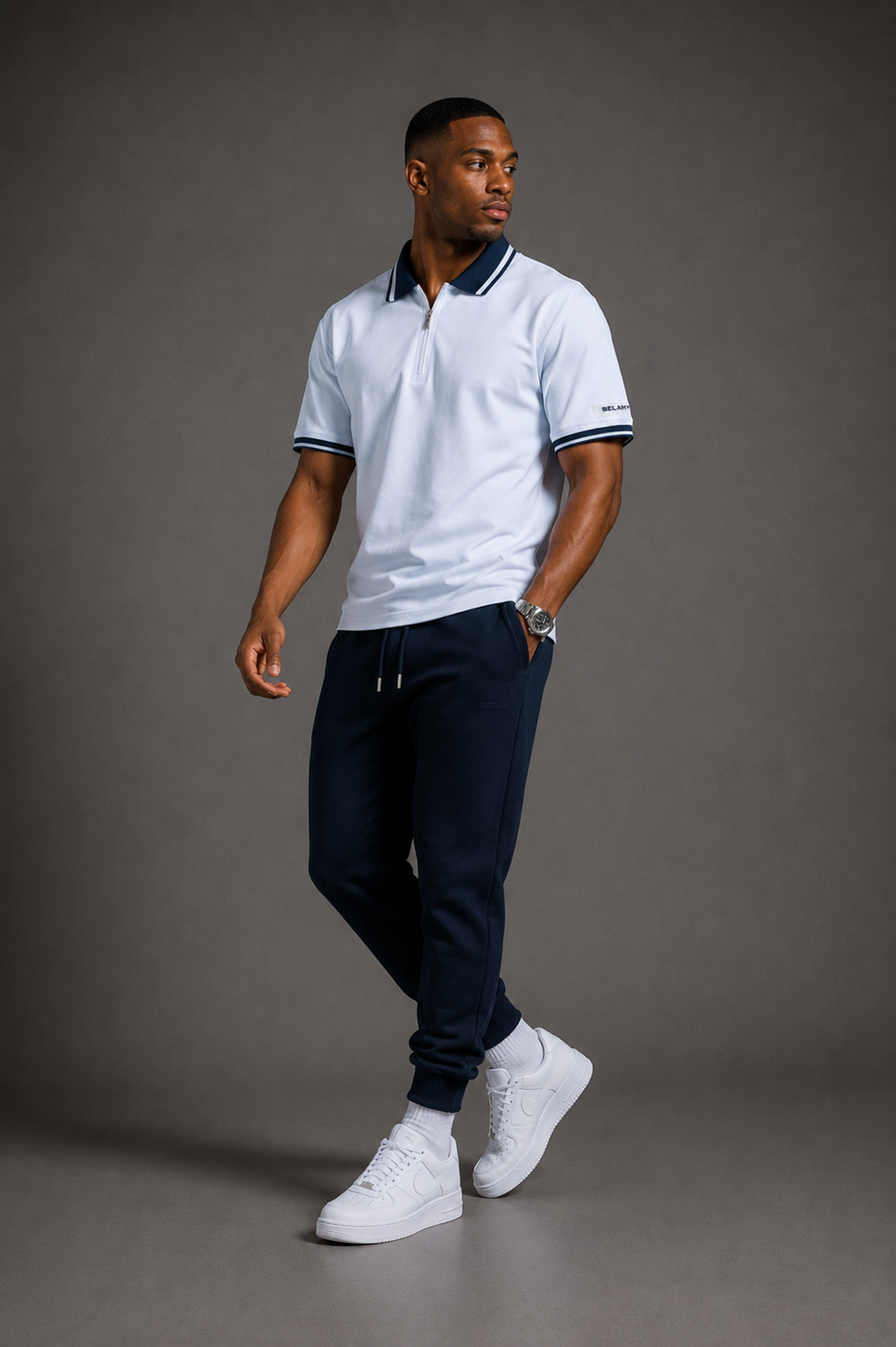 Belamy Zip Polo — Ice White