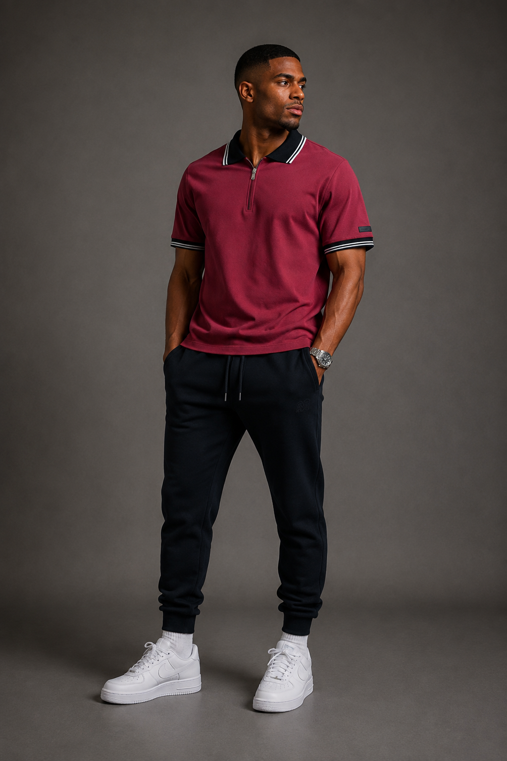 Belamy Zip Polo — Maroon
