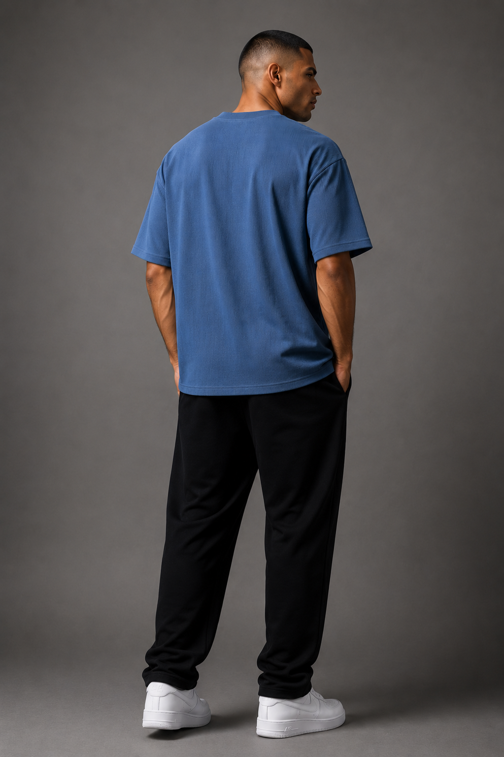 Belamy Cotton Waffle Knit Tee-  Steel Blue