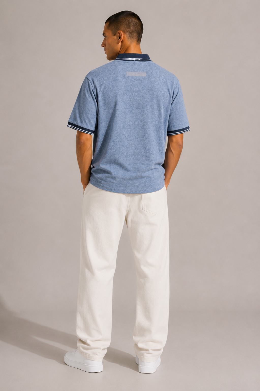 Belamy Signature Trim Polo — Steel Blue