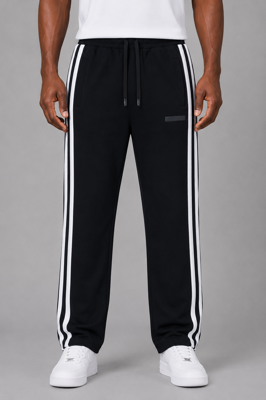 Belamy Stripe Track Pants — Black