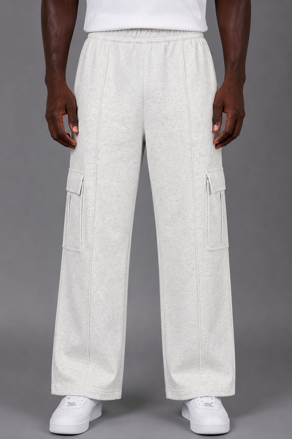 Belamy Utility Cargo Sweatpants — Ice Grey Mélange
