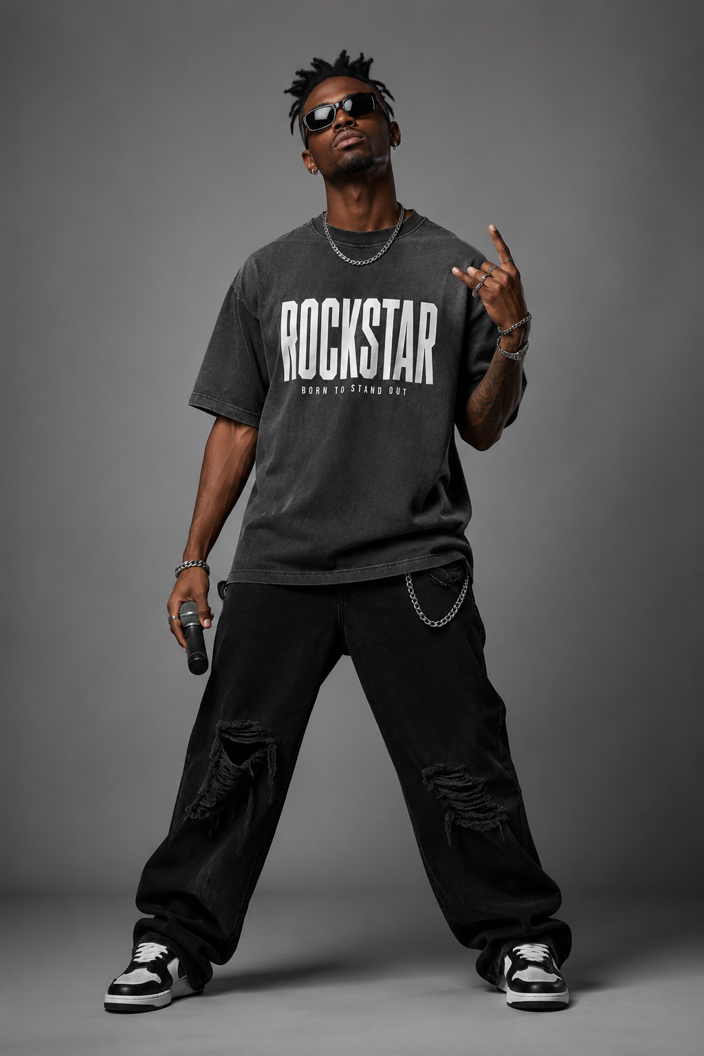 ALTER EGO COLLECTION Rockstar Heavyweight Tee – Washed Charcoal