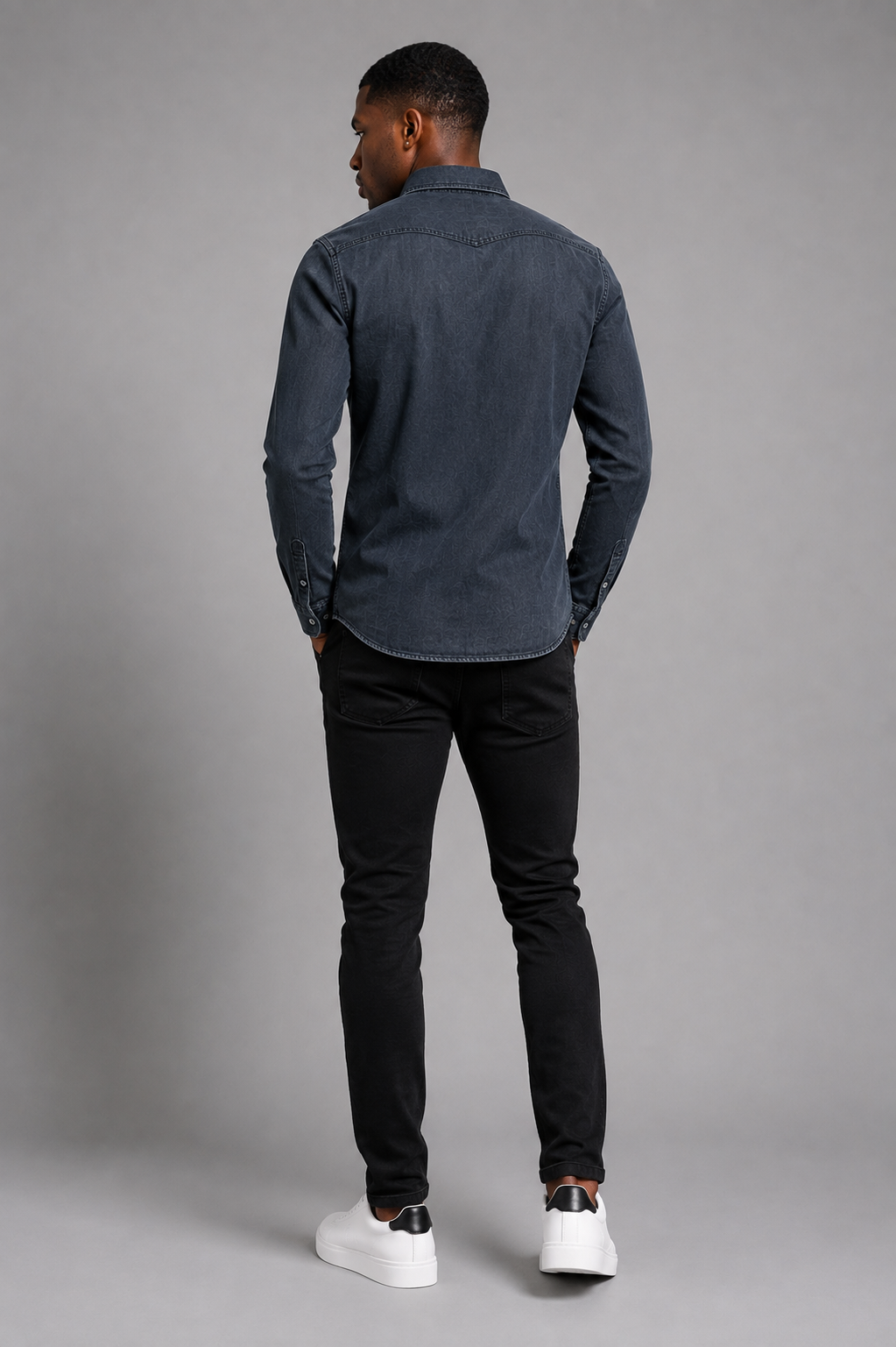 Belamy Washed Denim Shirt — Black Stone Wash