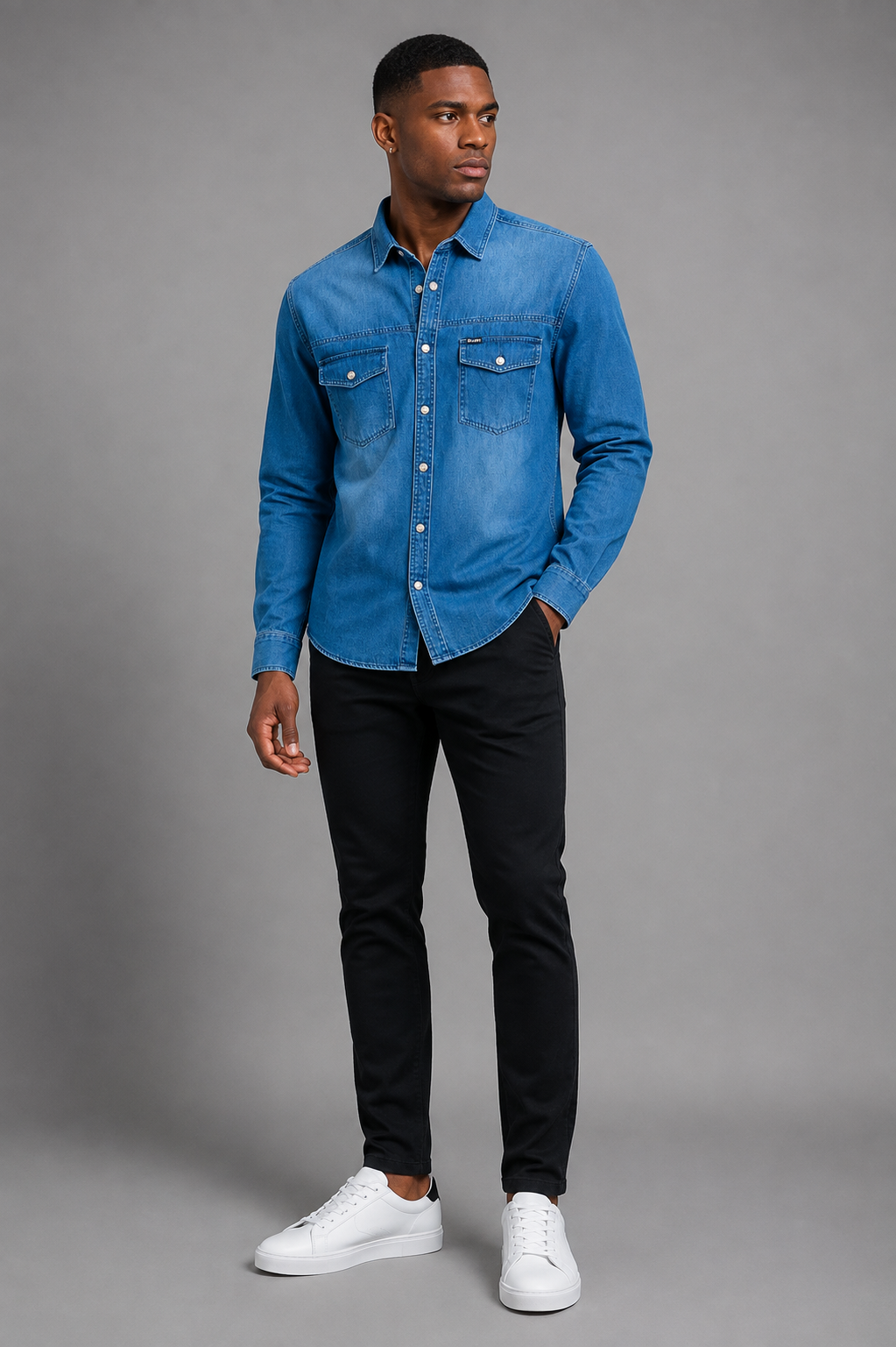 Belamy Washed Denim Shirt — Blue Fade