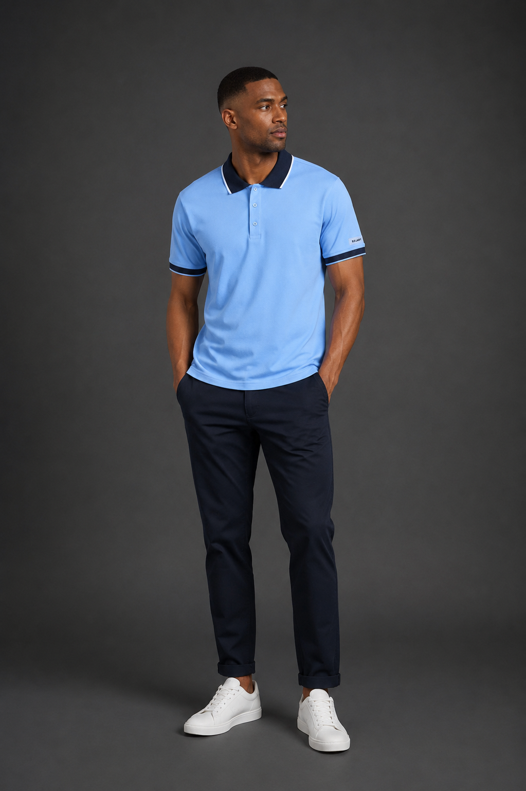 Belamy Signature Trim Polo — Sky Blue