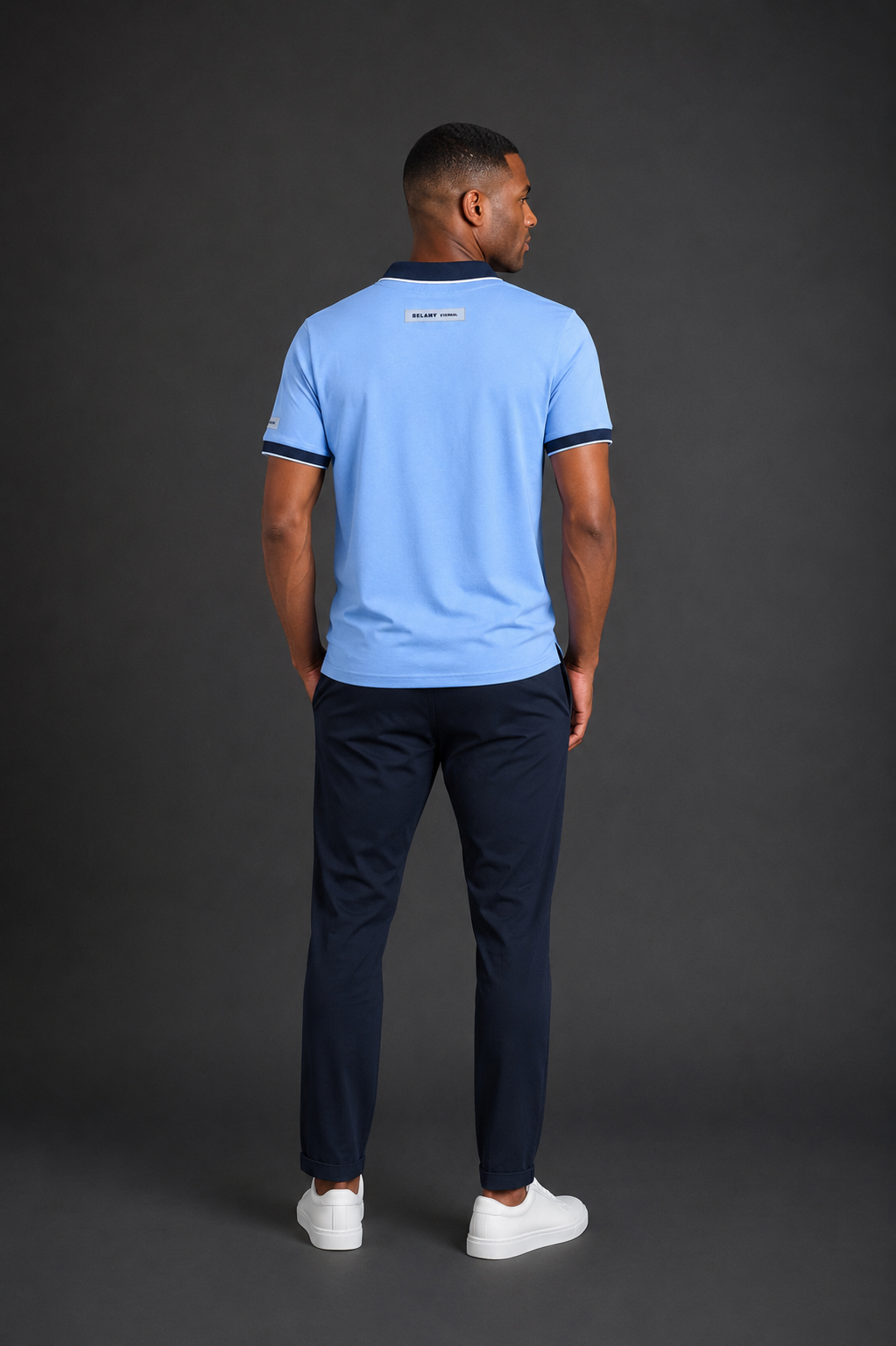 Belamy Signature Trim Polo — Sky Blue