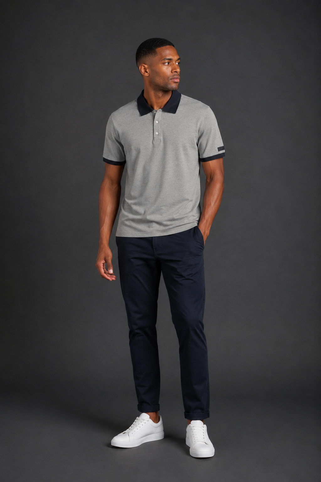 Belamy Signature Trim Polo  — Heather Stone