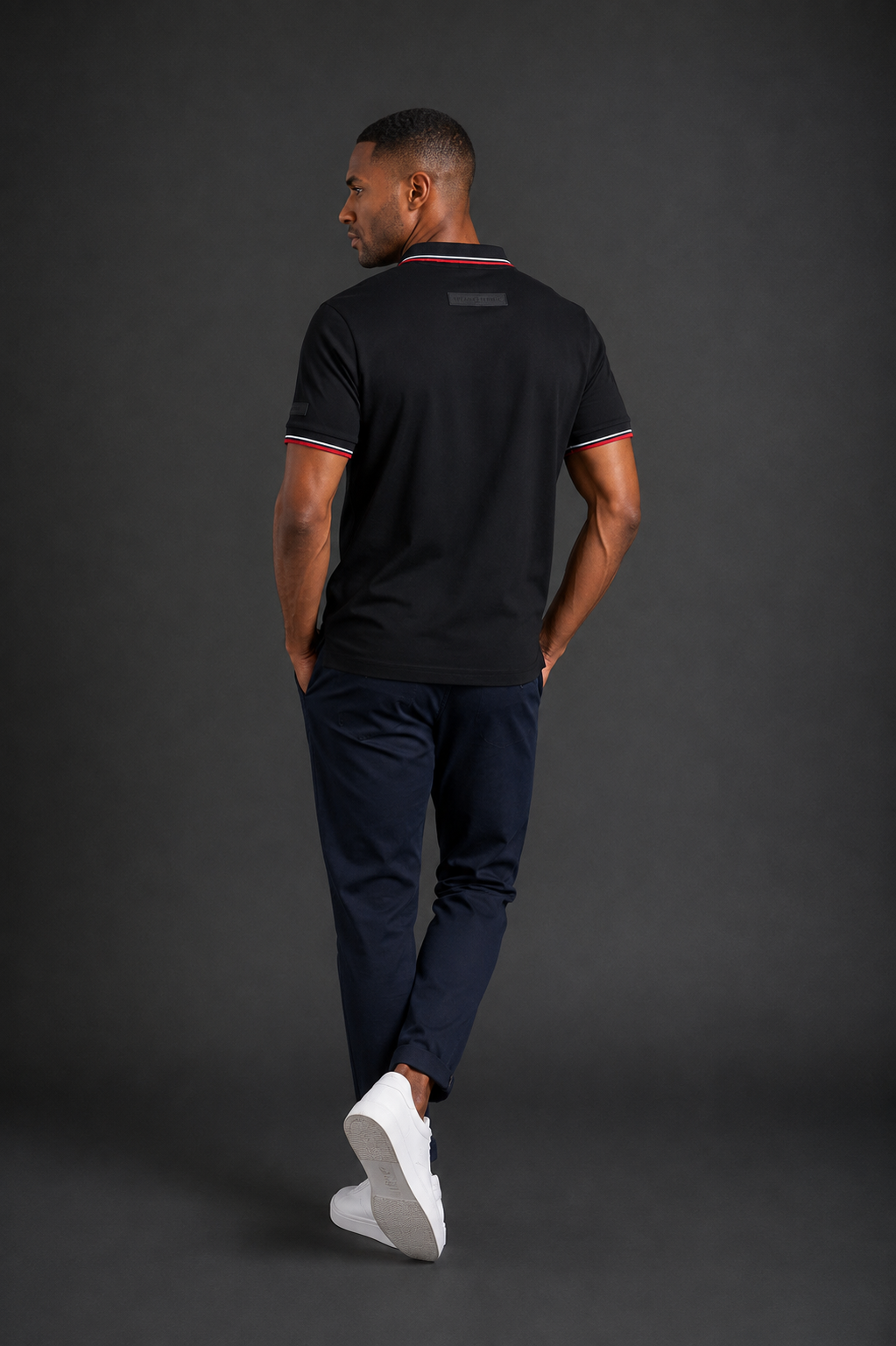 Belamy Signature Trim Polo — Black