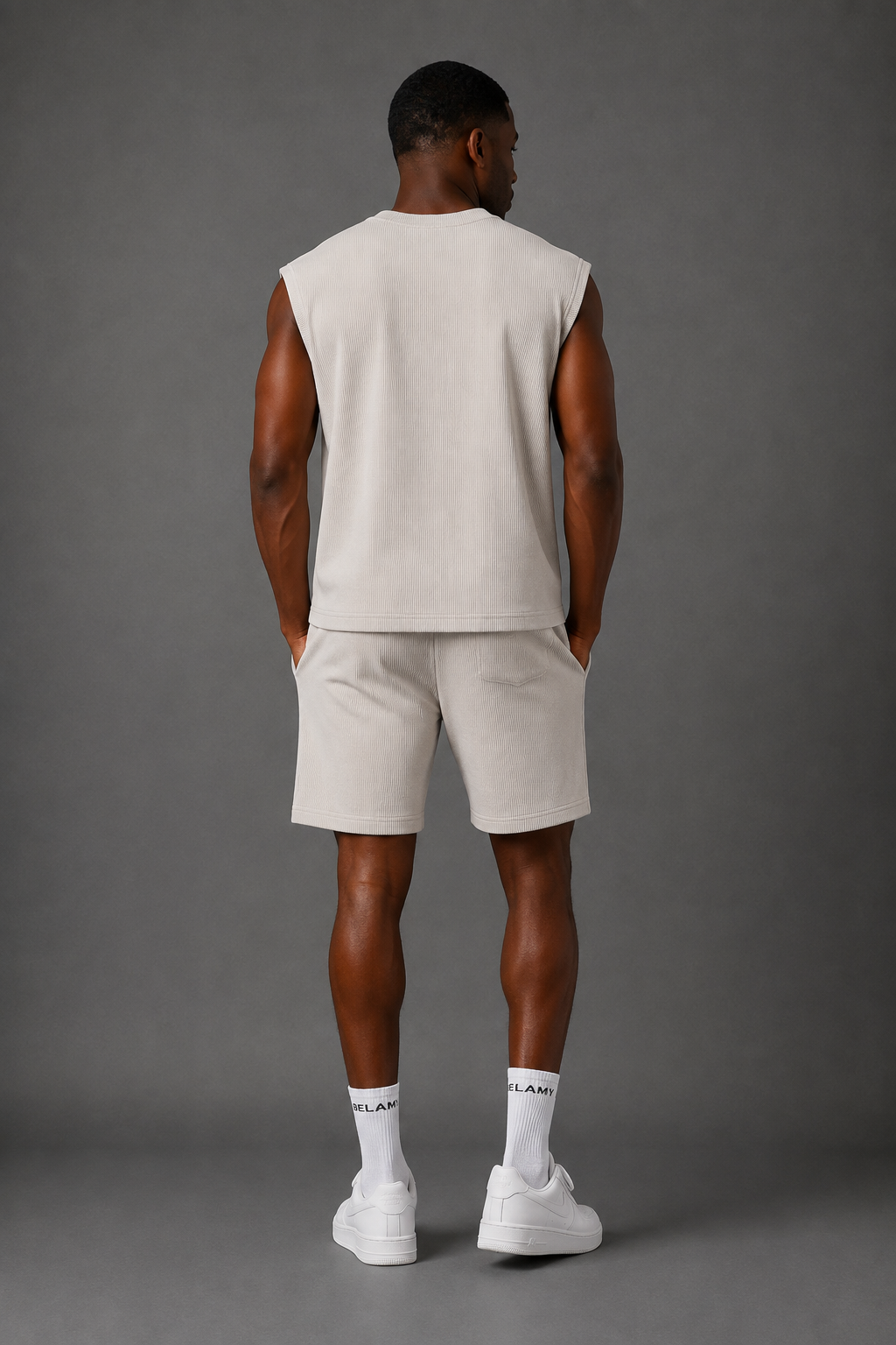 Waffle Knit Sleeveless Tee — Bone