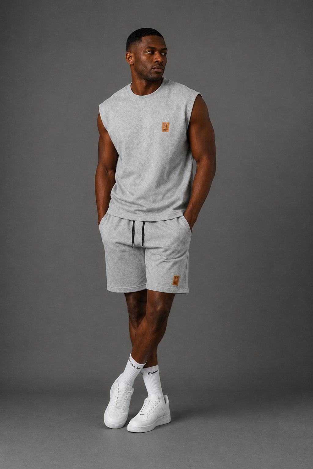 Waffle Knit Sleeveless Tee — Heather Grey