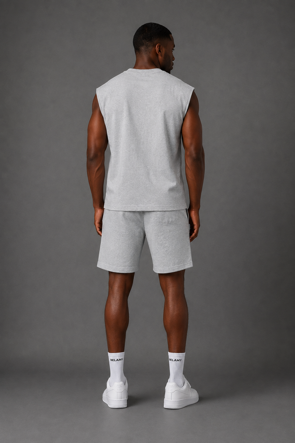 Waffle Knit Sleeveless Tee — Heather Grey