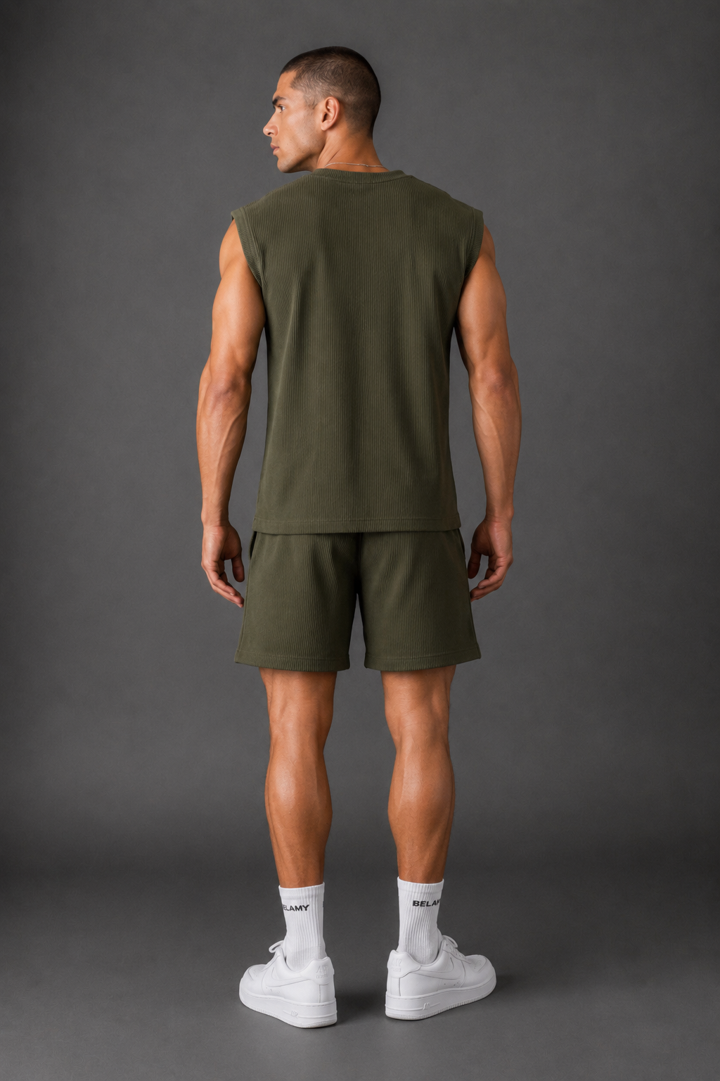 Waffle Knit Sleeveless Tee — Olive