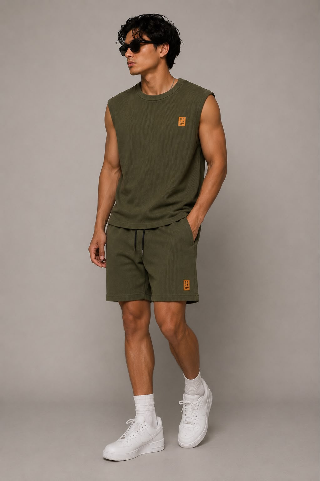 Waffle Knit Shorts — Olive