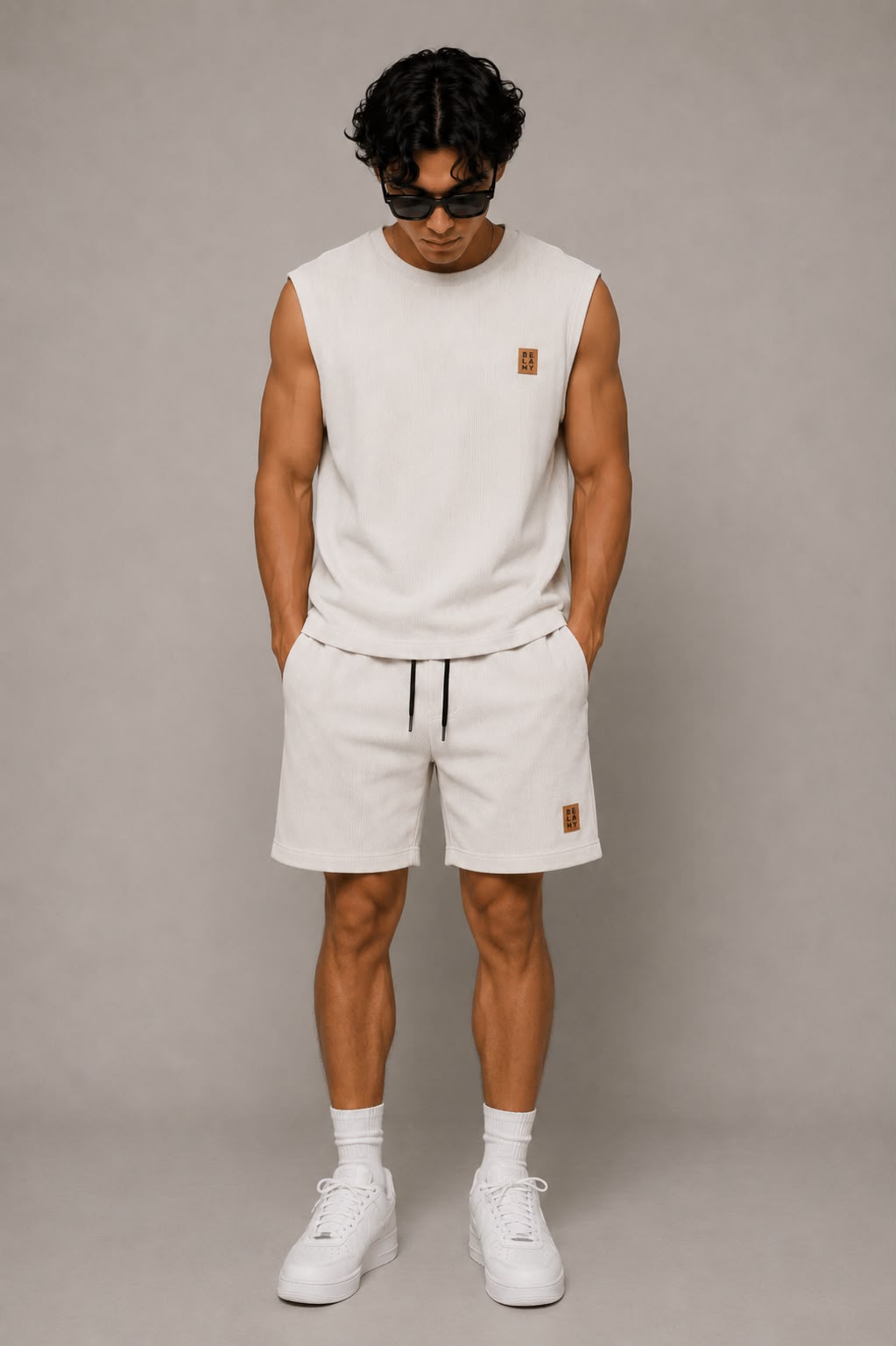 Waffle Knit Sleeveless Tee — Bone
