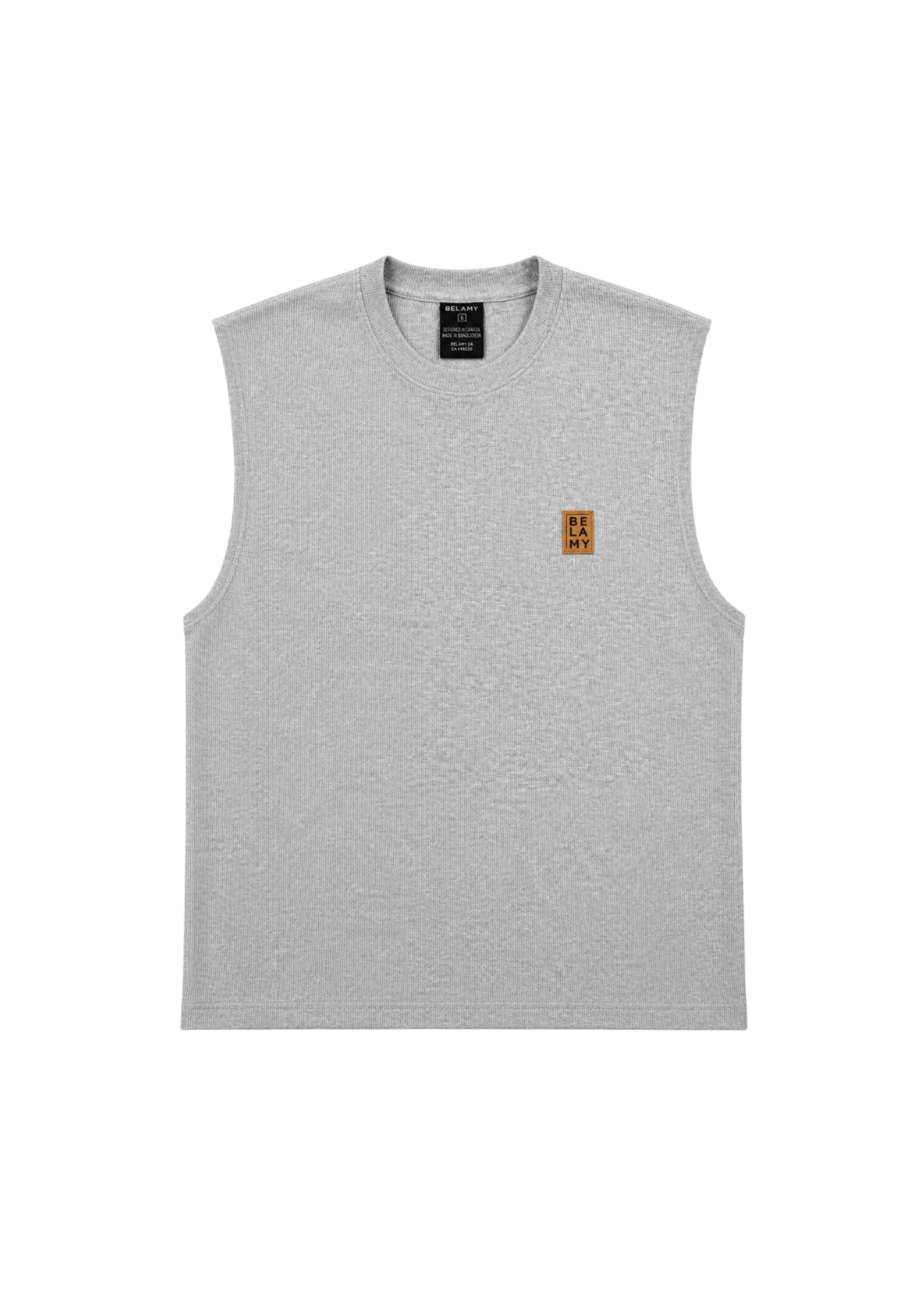 Waffle Knit Sleeveless Tee — Heather Grey